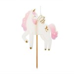 Bougie cire anniversaire licorne 9cm blanc