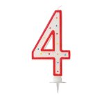 Bougie g�ante � paillettes - 12. 5 cm chiffre 4