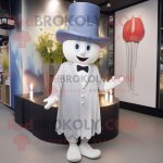 Bougie parfum�e argent�e personnage costume mascotte redbrokoly habill� avec un pantalon habill� et des ...