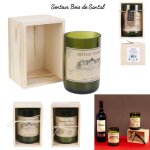 Bougie parfum�e - bouteille de vin - coffret bois - parfum bois de santal - 13cm