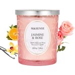 Bougie parfum�es jasmin et rose510 g, jusqu`� 100 heures de combustion, bougie el�gante au parfum floral ...