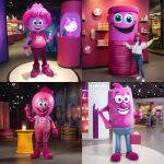 Bougie parfum�e magenta personnage d�guisement mascotte redbrokoly habill� avec un jean maman et des ...