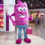 Bougie parfum�e magenta personnage d�guisement mascotte redbrokoly habill� avec un jean maman et des ...