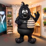Bougie parfum�e noire mascotte redbrokoly personnage habill� d'un maillot de rugby et de sacs messenger ...