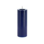 Bougie pilier cire glossy flamme led 7x20cm indigo