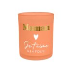 Bougie verre orange maman je t'aime a la folie