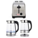 Bouilloire 1. 7l acier inox argent / noire 2200w + grille - pain acier inoxydable 850w
