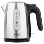 Bouilloire electrique 1, 0 litre, cuve en acier inoxydable sans bpa, 1200w, argent, adler, ad1273