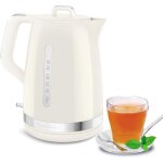 Bouilloire electrique, 1, 7 l, design vintage ivoire, base pivotante a 360, 2 400 w ebullition rapide, ... Bouilloire electrique, 1, 7 l, design vintage ivoire, base pivotante a 360, 2 400 w ebullition rapide, ...