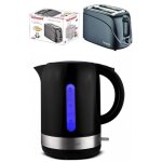 Bouilloire electrique sans fil noire 1, 7l 2200w - techwood - socle 360 - grille - pain noir 2 fentes ...