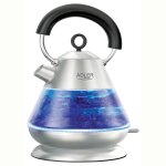 Bouilloire electrique en verre 1, 5 litre, intrieur eclair, sans fil 2200w adler ad 1282