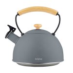 Bouilloire a induction théière sifflet 2, 3l acier inox. , poignée en bois, , gris, briebe, nordic Bouilloire a induction théière sifflet 2, 3l acier inox. , poignée en bois, , gris, briebe, nordic