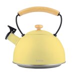 Bouilloire a induction thire sifflet 2, 3l acier inox. retro, poigne en bois, , jaune, briebe, pastel ...