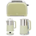 Bouilloire inox rtro 1, 7l vert inox sans fil 2200w arrt automatique inox + grille - pain rtro vert ...