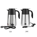Bouilloire ?lectrique en acier inoxydable 304, 12 / 24v, 1, 3 l, pour voiture, camion, voyage, bouilloire ...