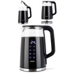Bouilloire théière sans fil digitale automatique en verre 1. 7l 2200 w arrêt automatique rotation à 360 ... Bouilloire théière sans fil digitale automatique en verre 1. 7l 2200 w arrêt automatique rotation à 360 ...