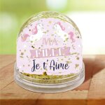 Boule � neige message paillettes dor�es - fille