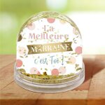 Boule � neige message paillettes dor�es - - marraine