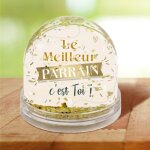Boule � neige message paillettes dor�es - parrain