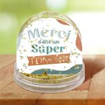 Boule � neige message paillettes dor�es - tonton