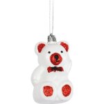 Boule de no�l - 1001kdo - ourson blanc - pvc - 9 cm - a suspendre
