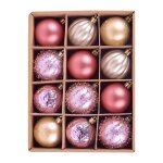 Boules de no�l 12 pi�ces en 5 finitions rouge rose dor� 6 cm