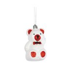 Boule de no�l - ourson blanc - 9 cm - pvc - d�coration suspendue