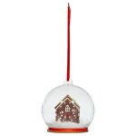 Boule de no�l - maison biscuit - 8 cm - transparente - bois - plastique