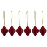 Boules en papier, lot de 6, d�corations pour sapin de no�l, 4 cm, pendentifs extensibles bordeaux