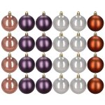 Boules de sapin de no�l, lot de 24 d�corations de centre de table, 6, 5 cm, incassables