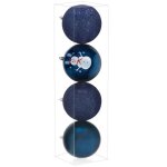 Boules de sapin de no�l, incassables, 4 pcs. d�corations de no�l, 12 cm, bleu marine