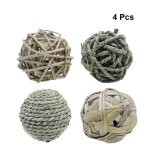 Boule de tissage d'herbe, jouets a mcher, en rotin naturel, rouleau d'exercice, soins des dents, jouet ...