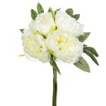 Bouquet 4 pivoines artificiels 30cm blanc