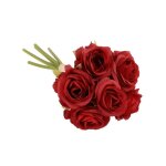 Bouquet 6 fleurs rose artificielle 23cm rouge