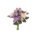 Bouquet artificiel renoncule trefle 28cm lavande