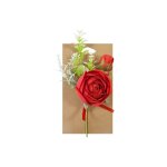 Bouquet artificiel rose ancienne bouton 21cm rouge