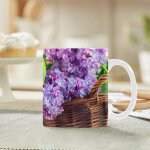 Bouquet de fleurs lilas dans un panier tasse en ceramique tasse de tasses en ceramique de 11 oz