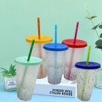 Bouteille d'eau en plastique rutilisable de 700ml, gobelet magique, tasse froide a temprature changeante, ...