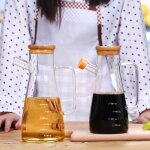 Bouteille d'huile en verre transparent, avec poign�e, adapt� aux outils de cuisine, r�cipient de sauce ...