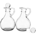 Bouteilles d'huile et vinaigre en verre, ensemble de 2 pièces, distributeur d'huile rond en verre avec ... Bouteilles d'huile et vinaigre en verre, ensemble de 2 pièces, distributeur d'huile rond en verre avec ...