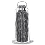 Bouteille thermos diamant portable en acier inoxydable 350 pour femmes, tasse sous vide avec strass de ...