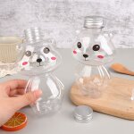 Bouteille transparente en plastique, 500ml, epais, mignon ours de dessin anim�, distributeur, tasse, ...