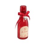 Bouteille vase verre c�ur je t'aime 16cm rouge