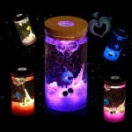 Bouteille en verre colore 12cm, pot led terrariums, lampe de nuit pour aquarium, nouvelle collection, ...