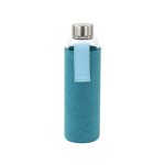 Bouteilles en verre avec pochette en feutrine 550ml - bleu canard