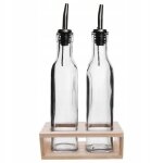 Bouteilles en verre pour sauce vinaigre � l'huile d'olive avec distributeur sur support 300 ml