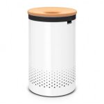 Brabantia corbeille � linge avec couvercle de li�ge, 60l - white / cork brown