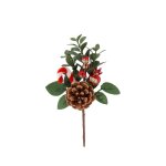 Branche deco sucre pailletes 16cm vert rouge blanc