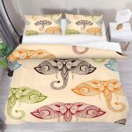Bright doodle elephants indian tribe pattern parure de lit pi��ces u housse de couette double ultra douce ...