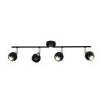 Brillant plafonnier led a 4 lumieres ina 2xgu10 3w noir et chrome